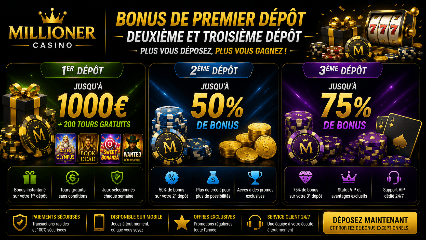 Bonus de premier dépÎt | DeuxiÚme et troisiÚme dépÎt