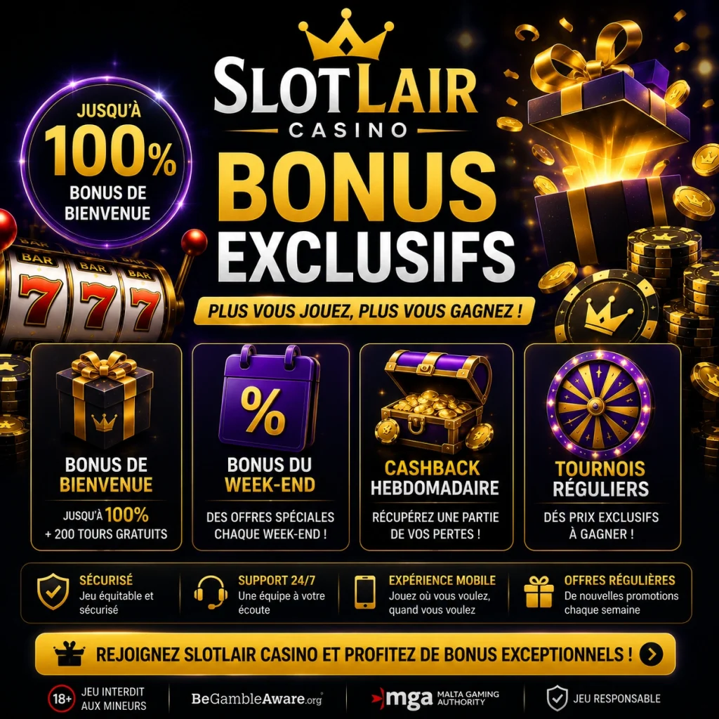 Bonus Slotlair : ce que propose vraiment le casino