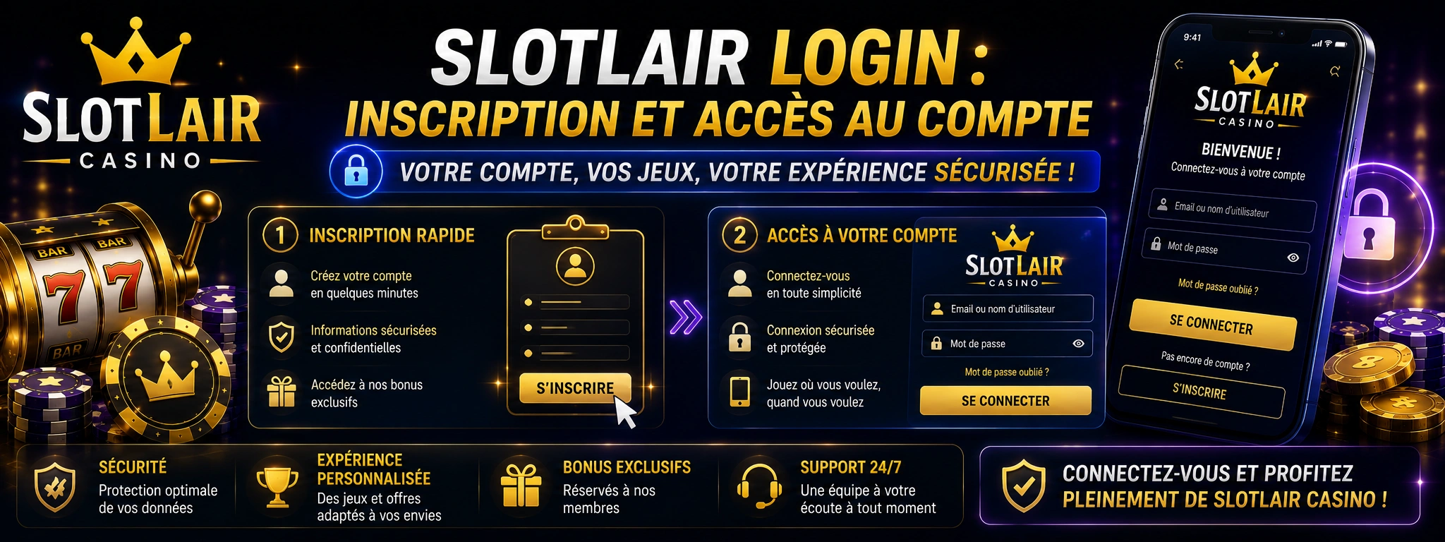 Slotlair Login : inscription et accès au compte