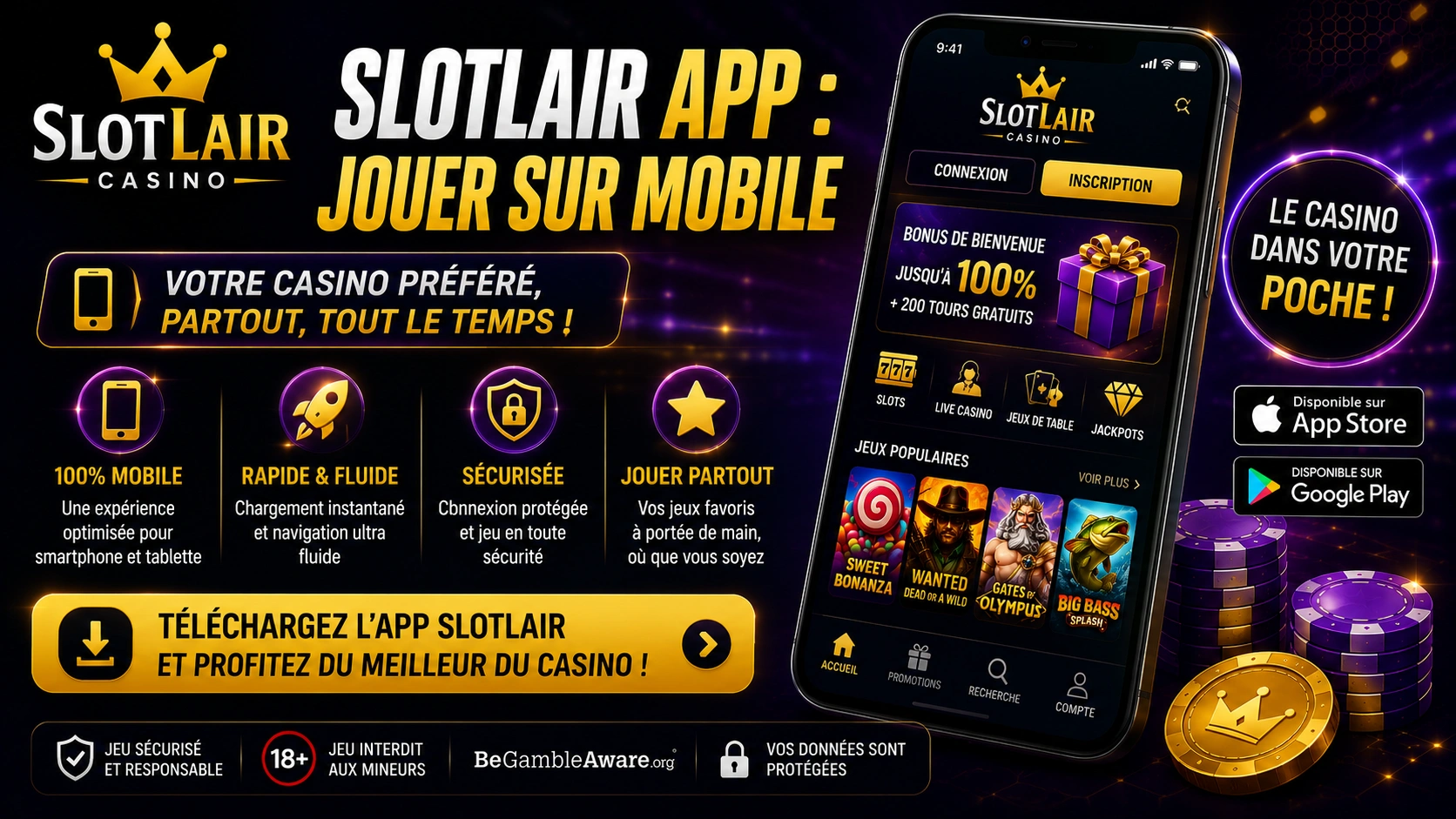 Slotlair App : jouer sur mobile