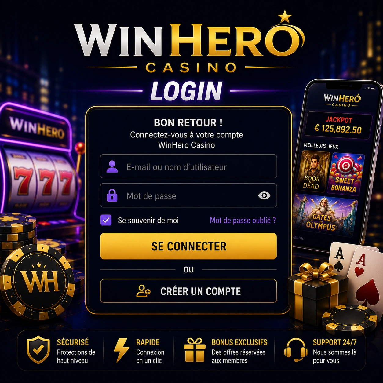 WinHero Login : inscription et accĂšs au compte