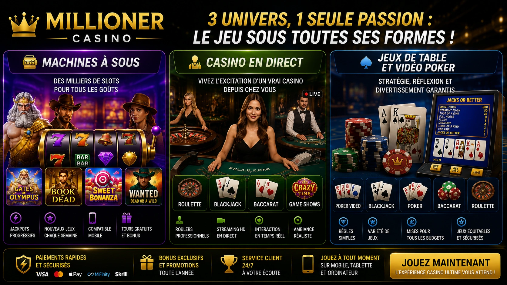 Machines à sous | Casino en direct | Jeux de table et vidéo poker