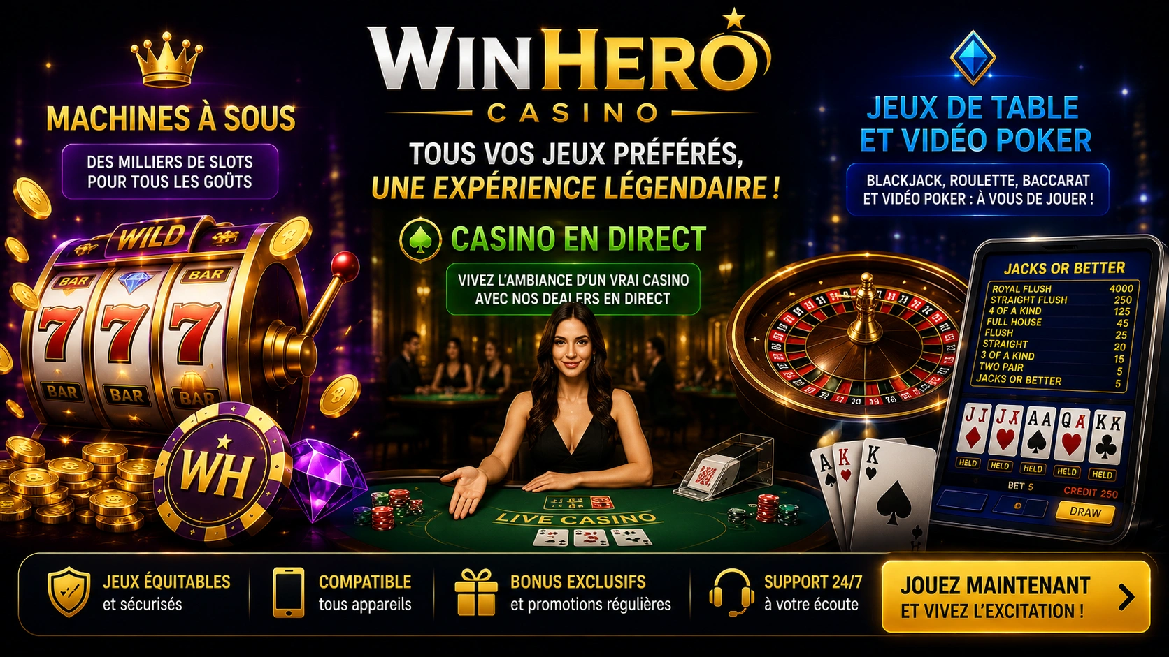 Catalogue de jeux : ce que propose WinHero Casino Online