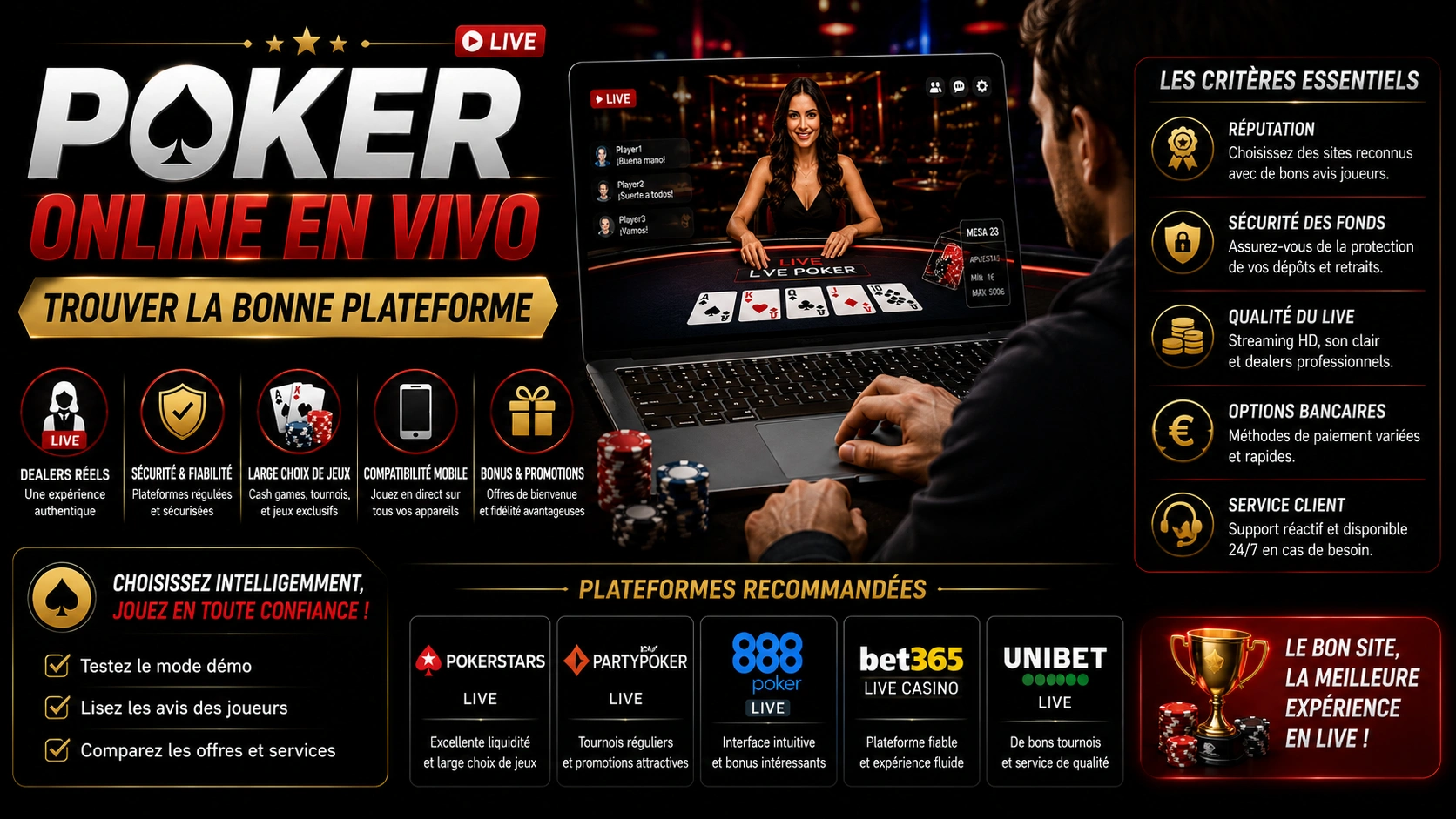 Poker Online en Vivo : Trouver la Bonne Plateforme